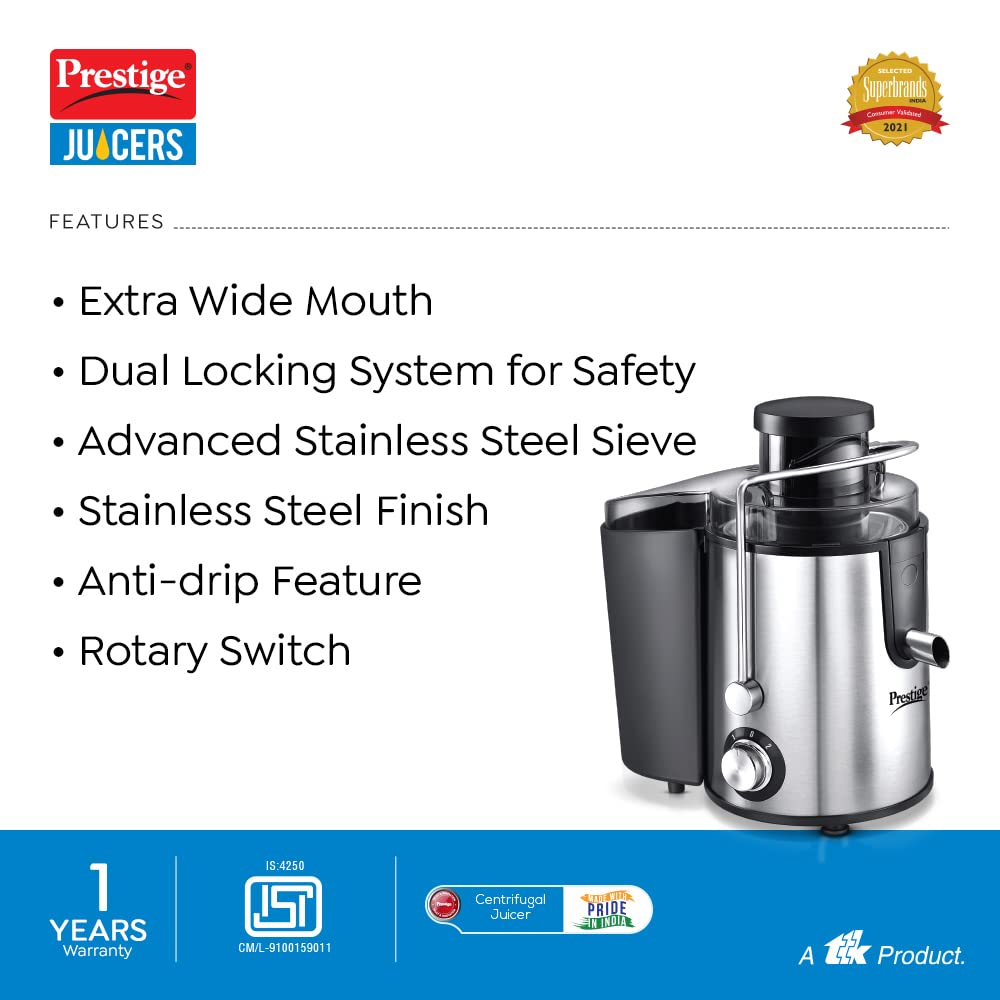 Prestige Pcj 7.0 500-Watt Centrifugal Juicer - 500 Watts