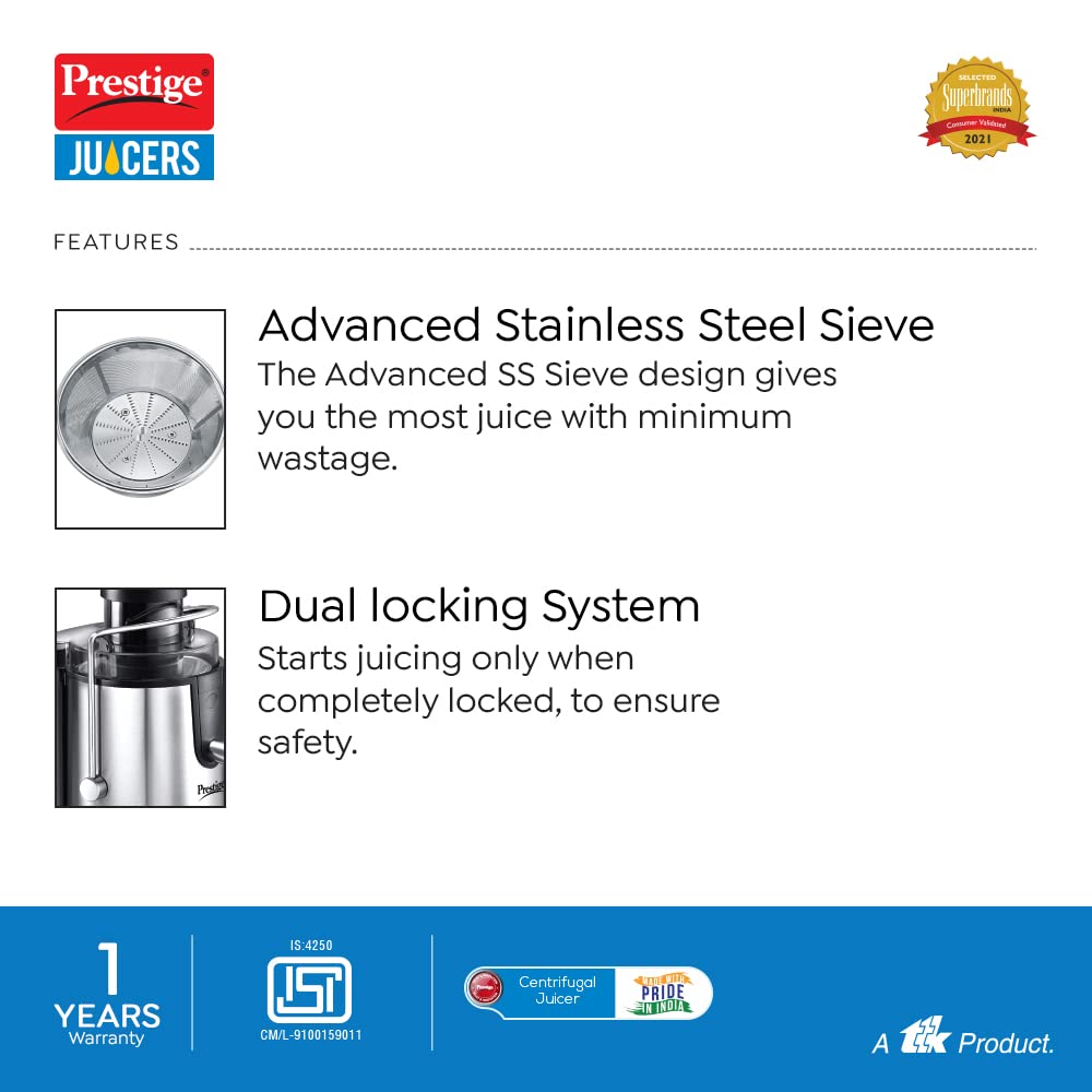 Prestige Pcj 7.0 500-Watt Centrifugal Juicer - 500 Watts