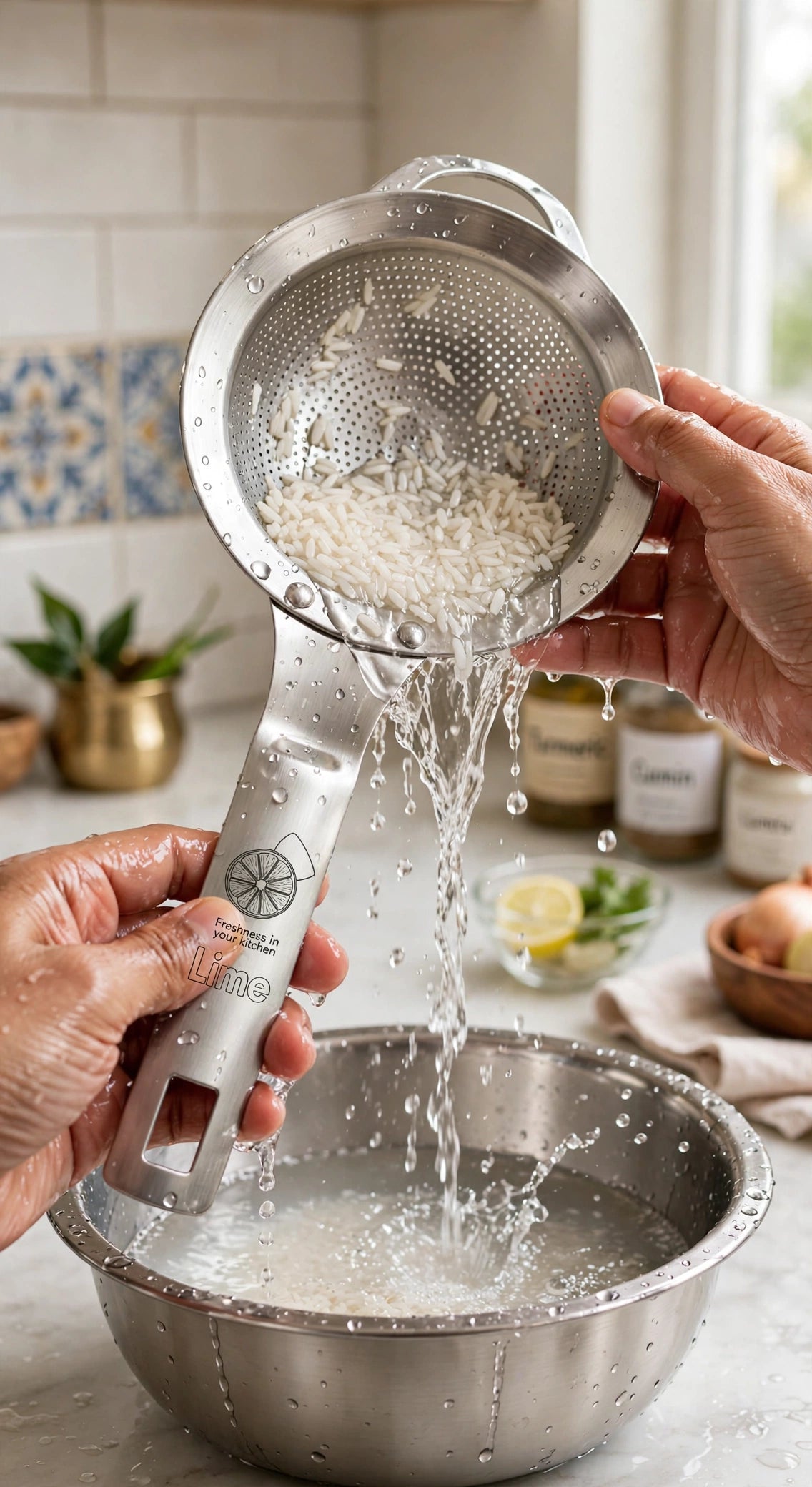 LIME Multi-Use Stainless Steel Perforated Strainer (3 Sizes)