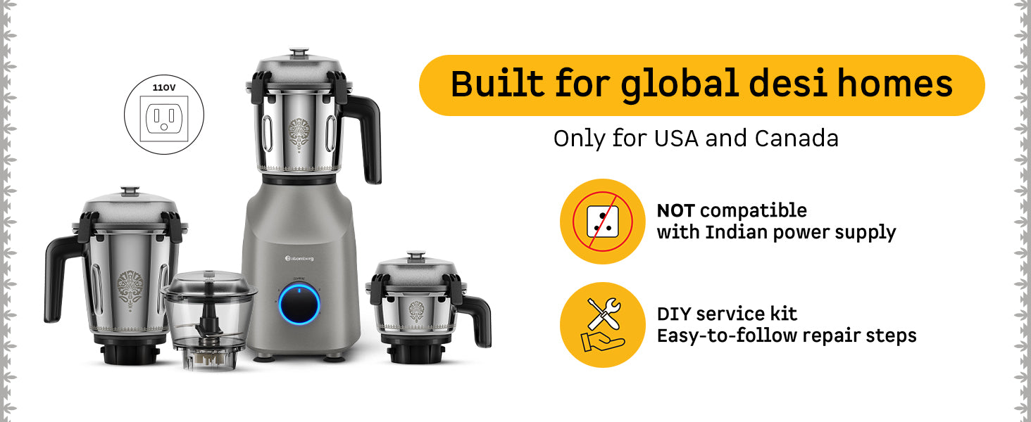 Atomberg Tavi Mixer Grinder | ππππ ππ§π₯π² ππ¨π« ππ & πππ§πππ | Unique Coarse Mode for Silbatta-Like Texture Intelligent 600W Motor | 4 Jars Including Chopper Jar | Matte Black/Sand Grey