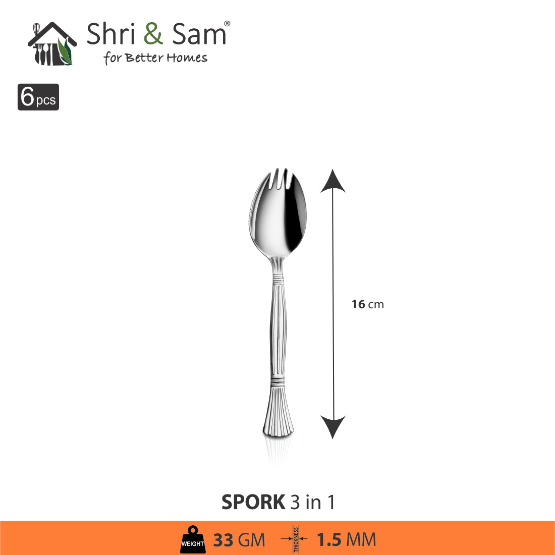 JAGDAMBA CUTLERY LIMITED Cutlery 12 PCS Spork - 3 IN 1