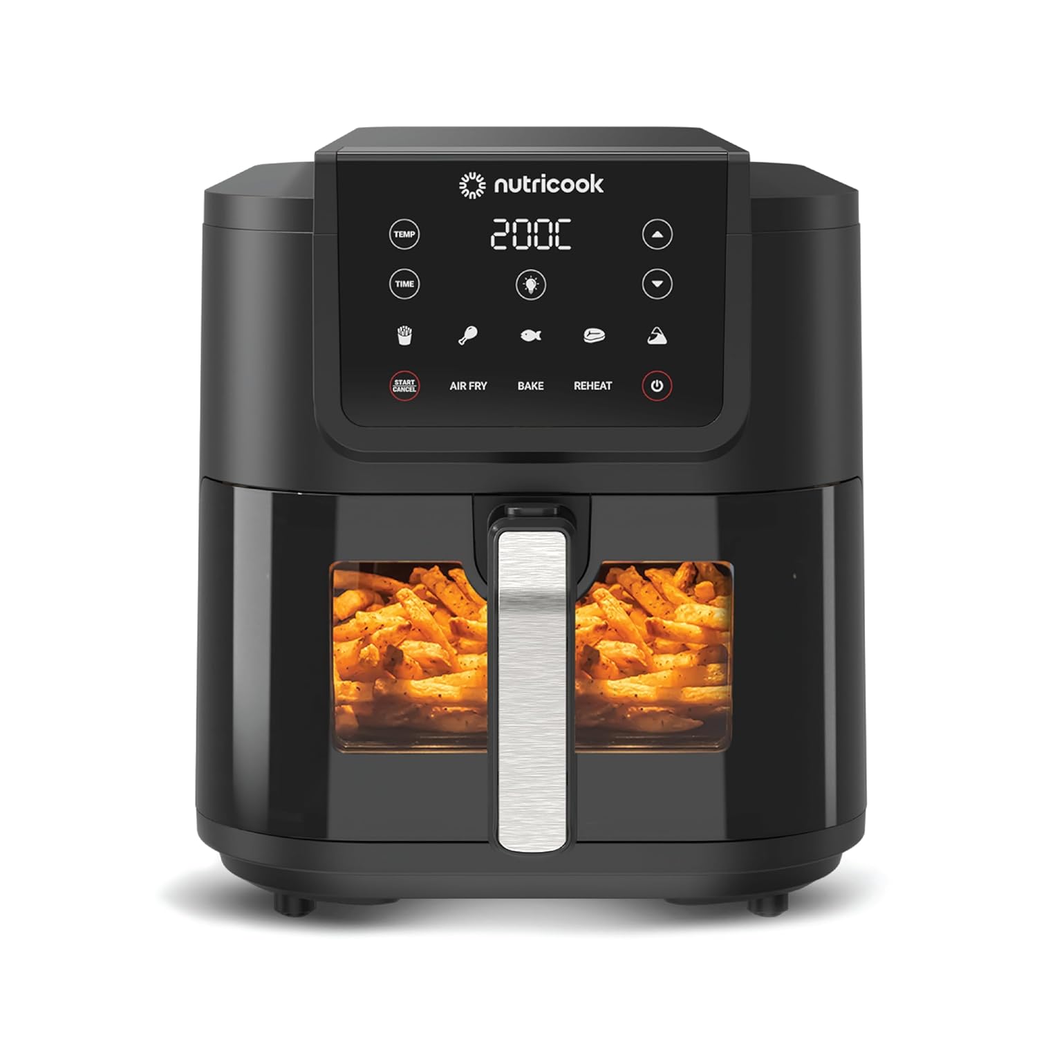 Nutricook 7.6L Air Fryer Slim XL with 100% Toxin-Free Ceramic Coating—No PTFE, PFAS, PFOA or Microplastics, Clear Window, Light & Extra-Large Basket | 1700W, 5 Presets, 2-Year Warranty
