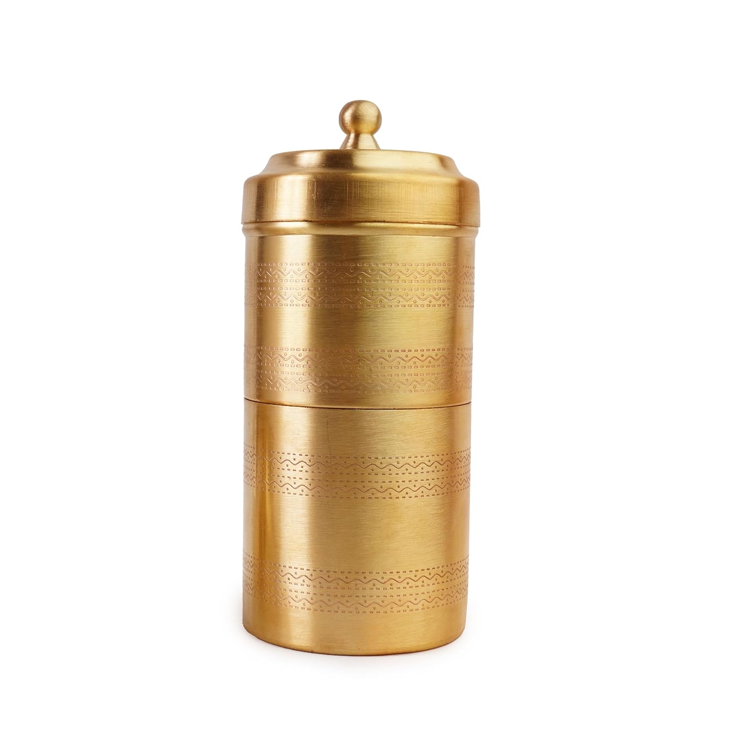 LIME Brass Traditional Filter Coffee Maker, Brass, South Indian Drip Sytle Decoction Liquid Maker, Coffee Filter Vessel, Utensil, Kumbakonam Degree Coffee Filter | 280ml (4 CUPS)