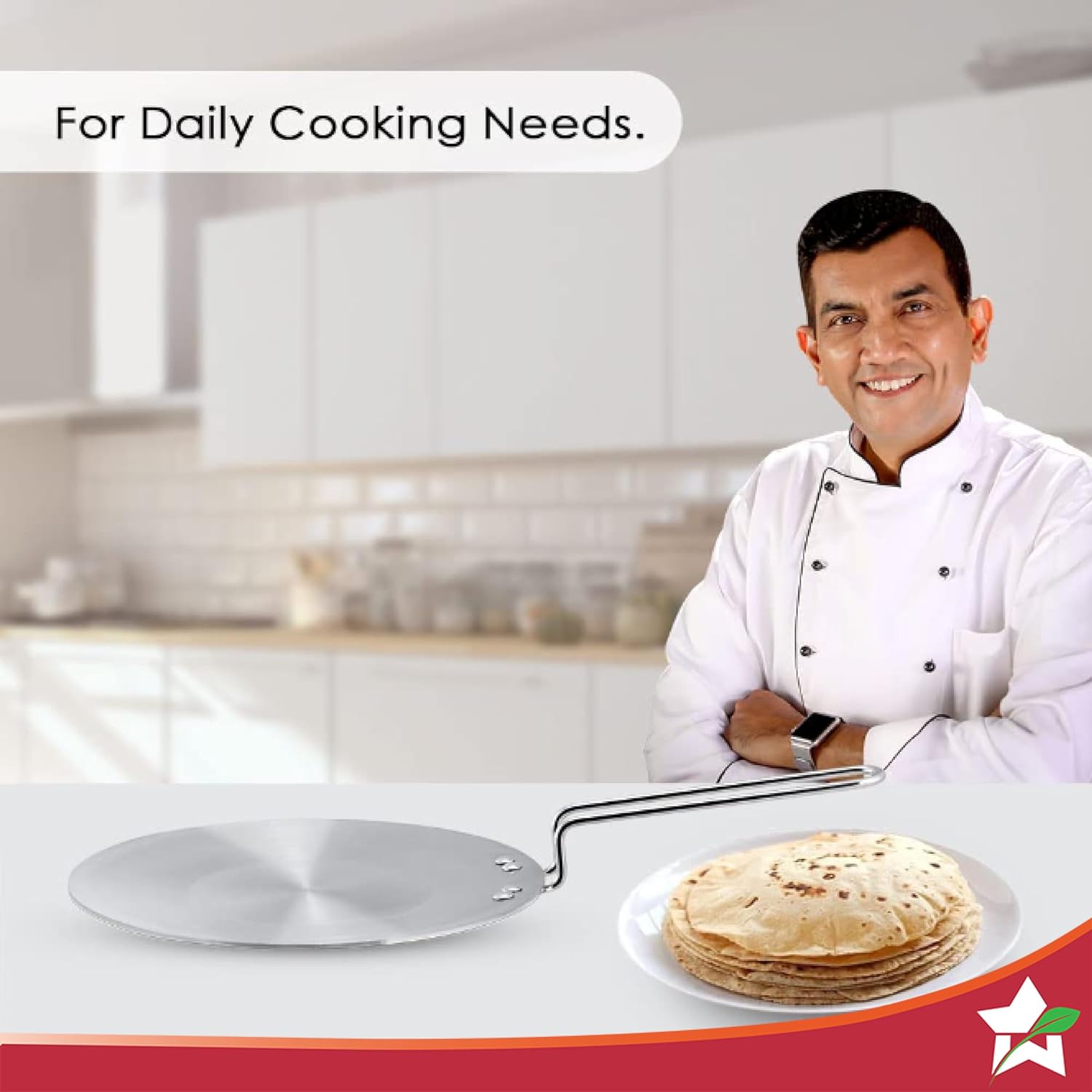 Nigella Tri-Ply 26 cm Roti Tawa | Non-Stick Tawa | 4mm Thickness | Induction Base | Compatible with All cooktops | Riveted Cool-Touch Handle | 10 Year Warranty, Stainless Steel, Silver