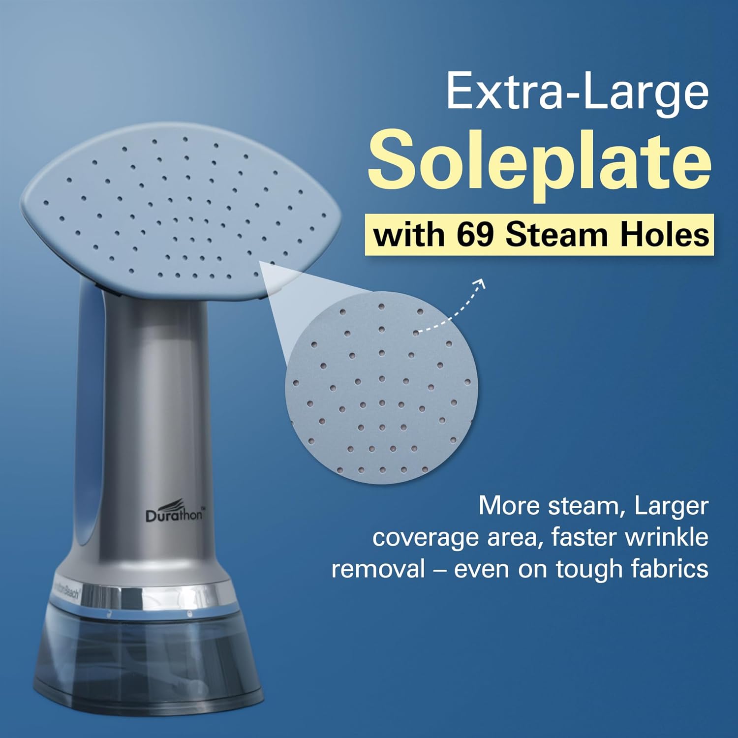 Hamilton Beach Patented Durathon 3-in-1 Garment Steamer, 10 year Soleplate warranty, Garment Steamer for Clothes, Steam Iron & Dry Iron for Clothes, One-Touch High/Medium/Delicate, Auto Shut off