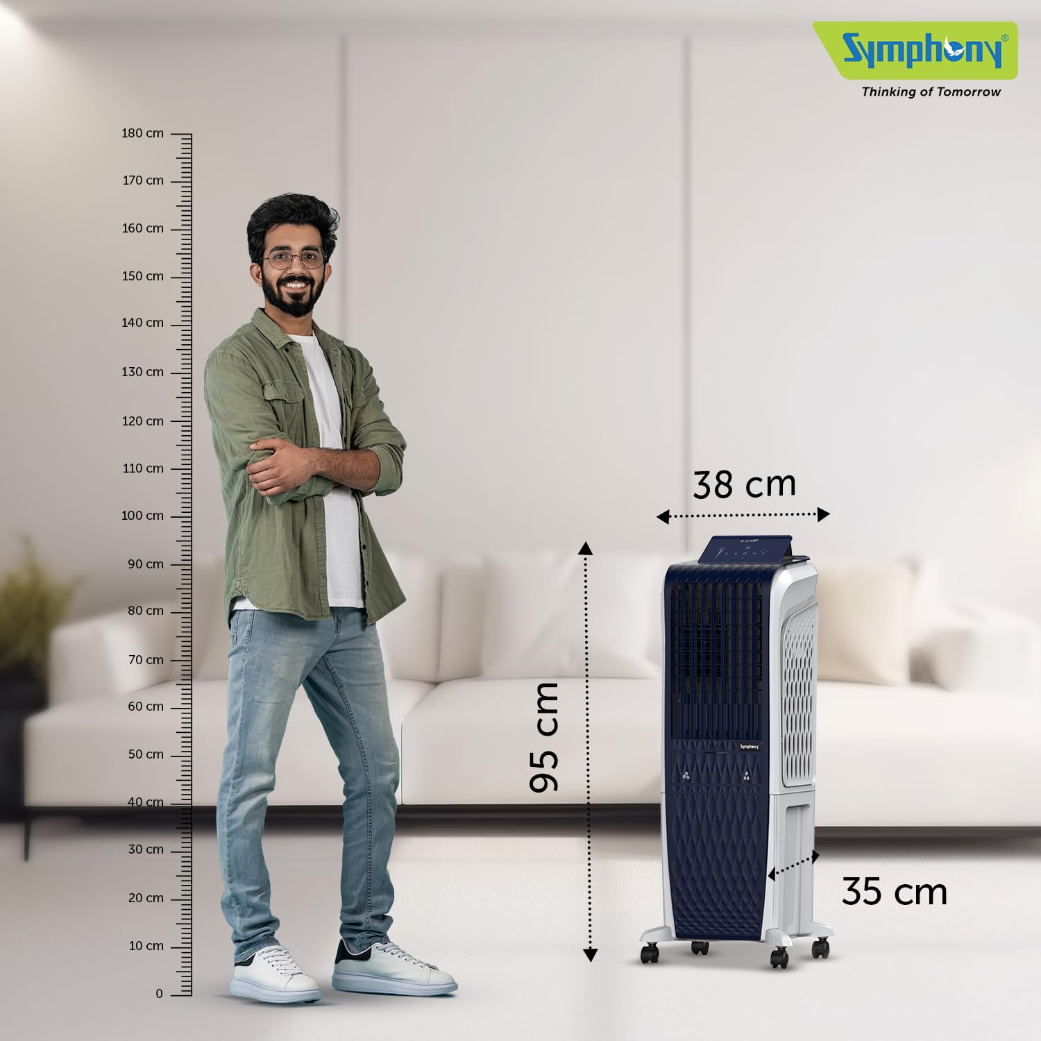 Symphony Diet 3D 30B Tower Air Cooler | BLDC Technology | Honeycomb Cooling Pad | Touchscreen Pop-Up Control Panel | Magnetic Remote + Sleep Mode | 1-Year Warranty