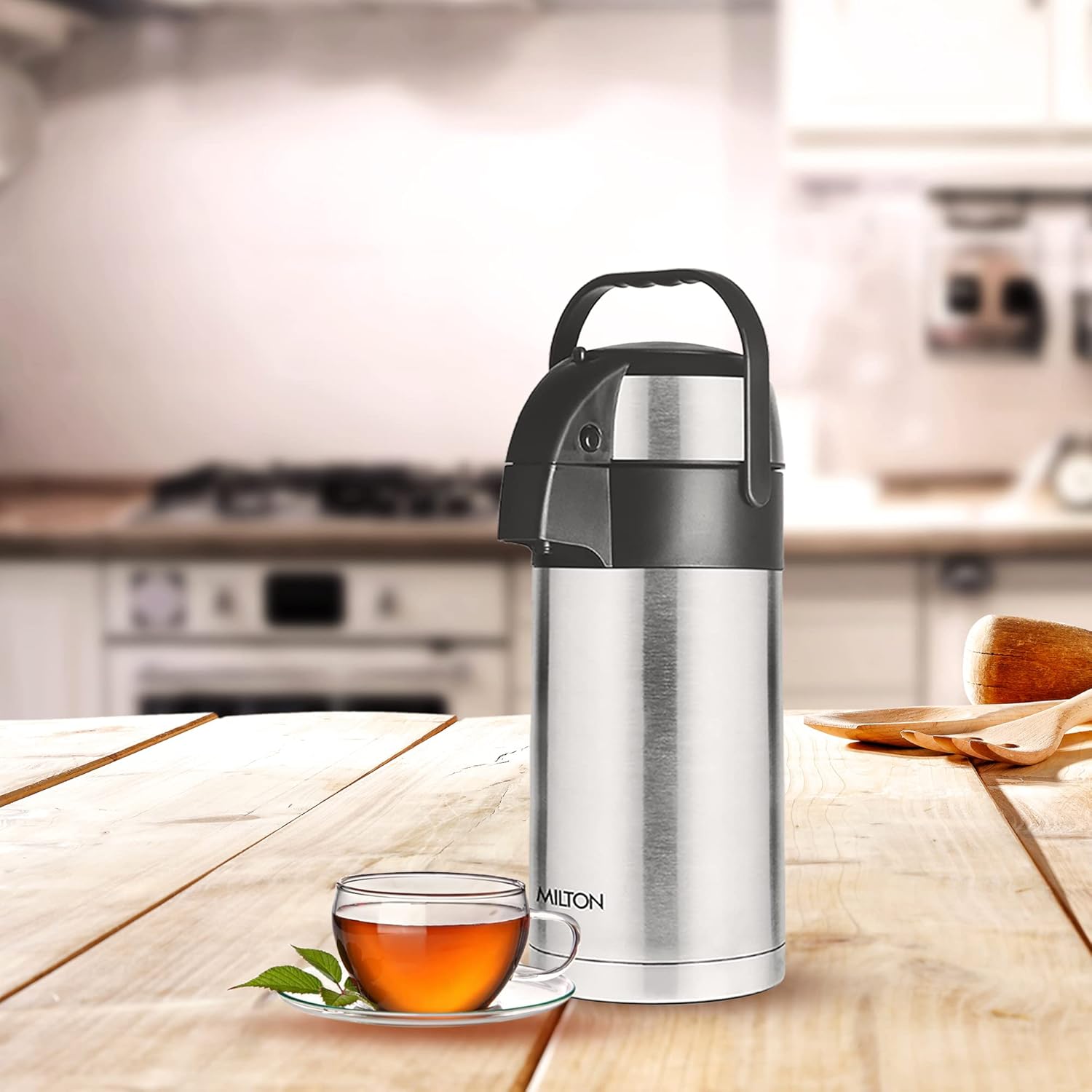 Milton Beverage Dispenser Flask,Steel plain for Serving Tea and Coffee, 2000/2500/3000/3500/4500 ml