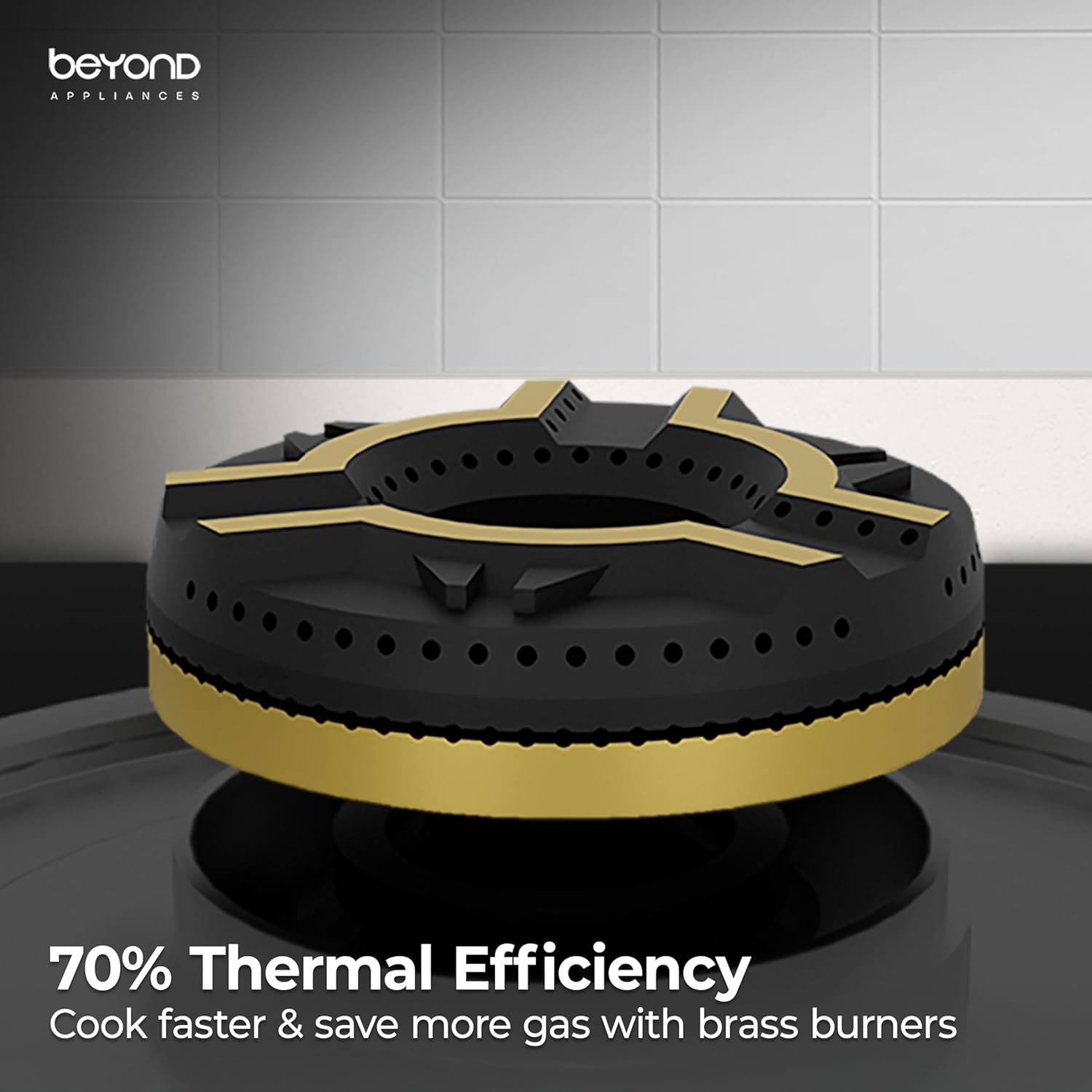 BEYOND Appliances Auriga 4 Burner Smart Glass Gas Stove | Auto Ignition | Digital Timer | Flame Failure Device | Toughened Glass (Copy)