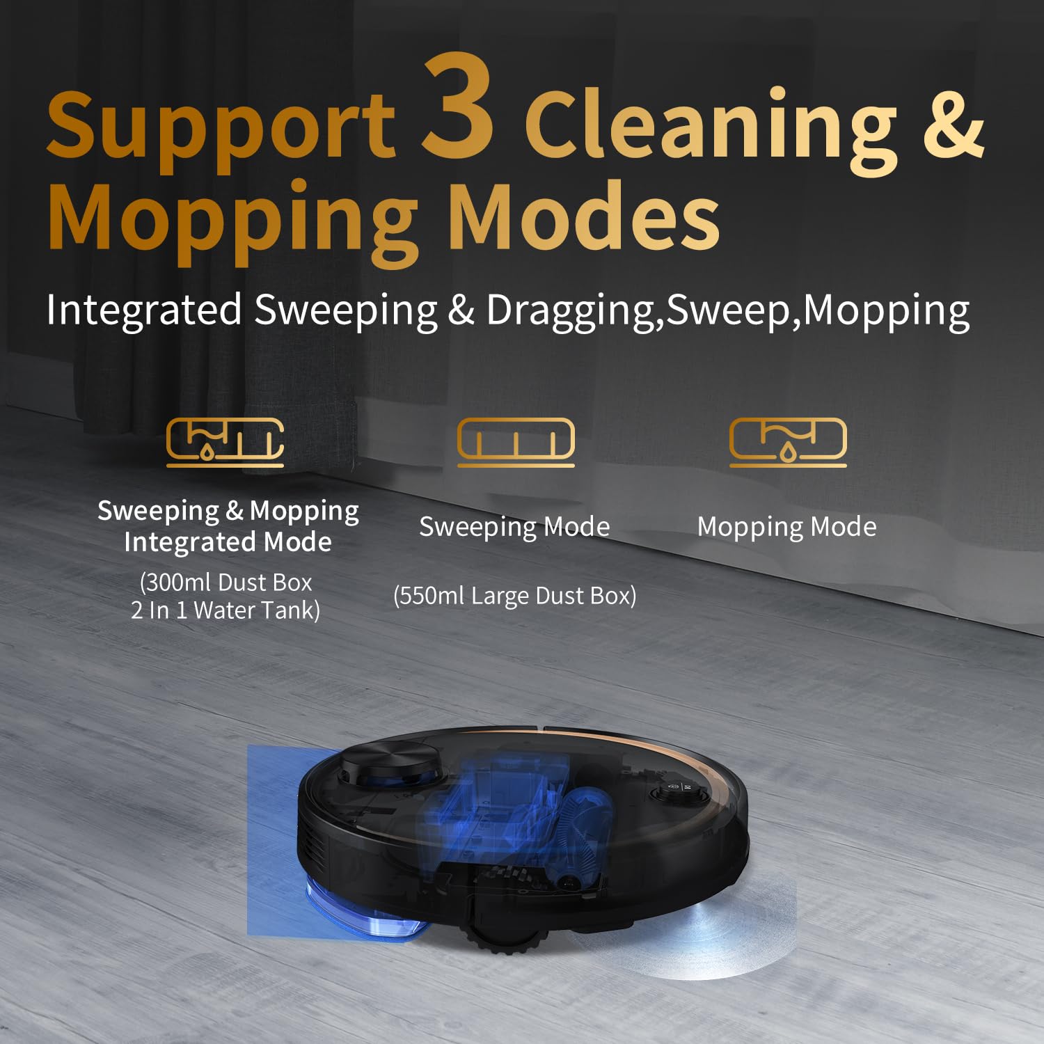 Haier PROBOT-DTX Robotic Vacuum Cleaner for Home & Office, Laser Navigation, Memory Mapping, BLDC Motor, 5000pa Suction, 3200mAh Battery, Ultra Thin, App+TV Control w/Alexa & Google Assistant(Black)