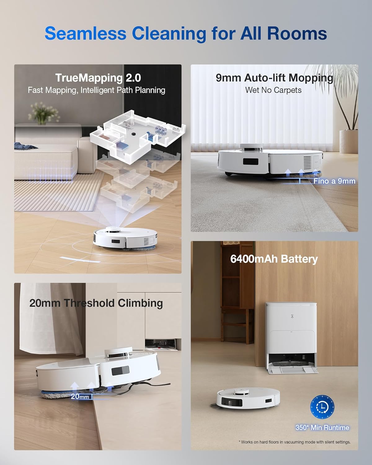 ECOVACS DEEBOT T30S PRO Omni White Robot Vacuum & Mop, 2024 New Launch, 11000 Pa, TruEdge Adaptive Edge Mopping, AI Instant Re-mop, Hot Water Mop Washing, Self-Emptying & Refilling, ZeroTangle