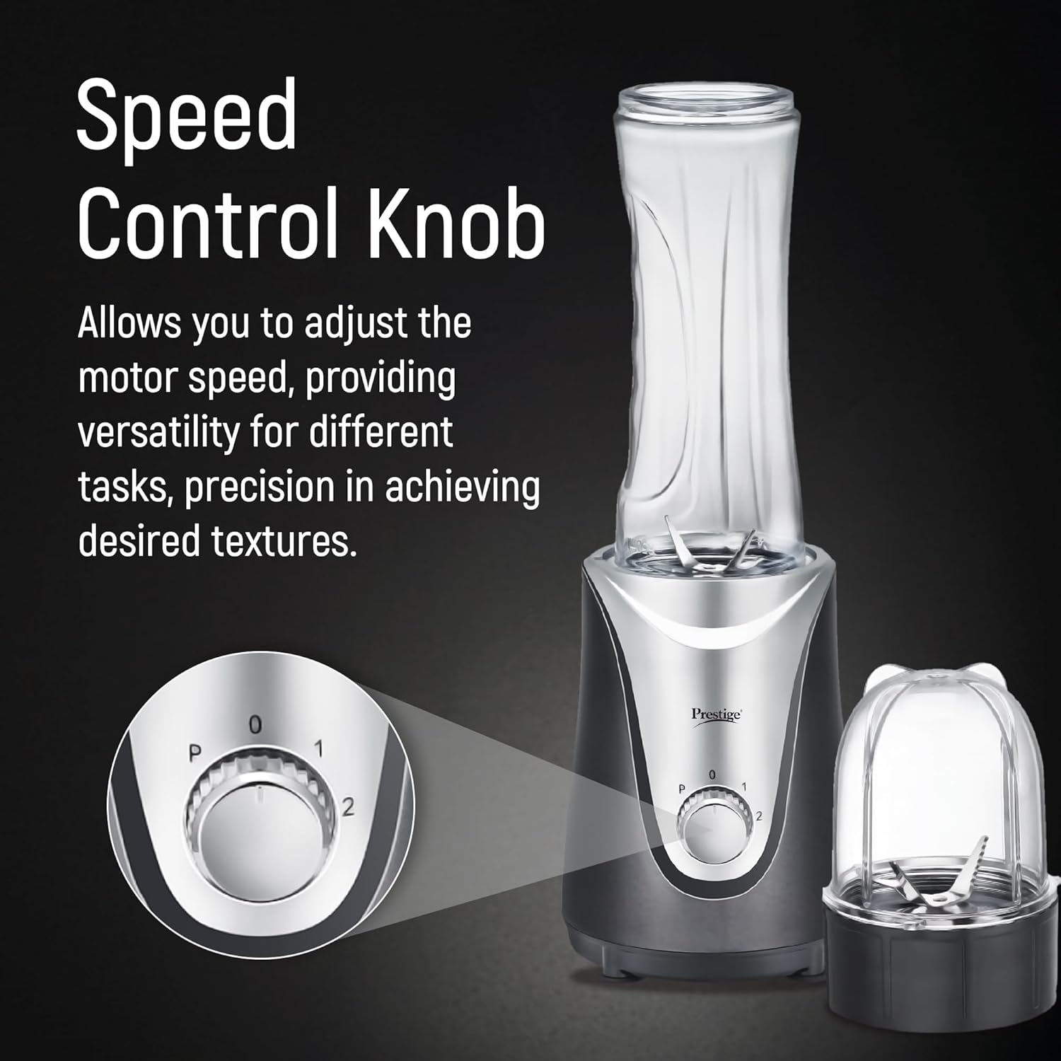 Prestige 350 Watts Nutri-Mix 1.0 Mixer Grinder with 2 Jars|Compact Design| Multipurpose Jars| Overload Protection| Sipper Lids