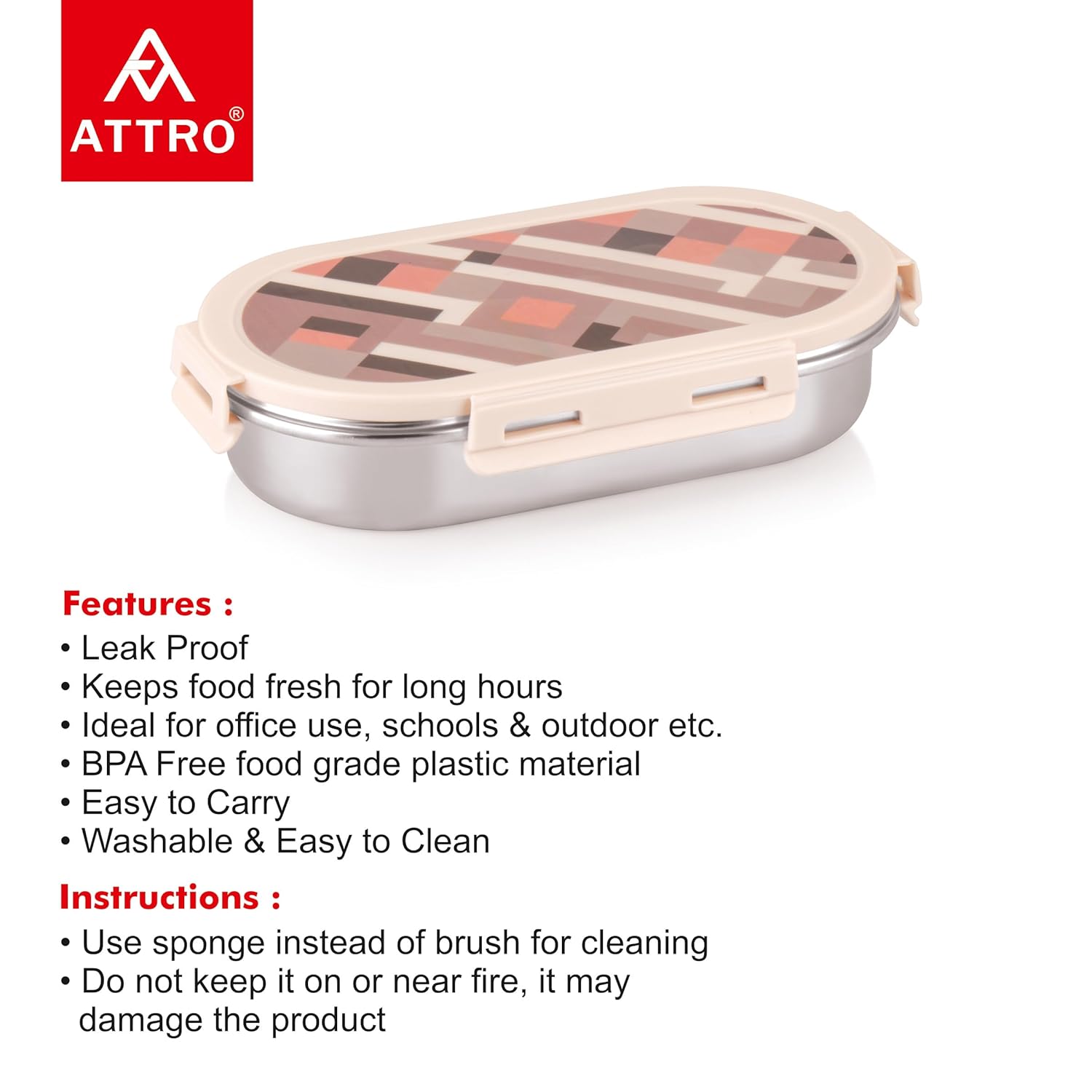 Pluto Stainless Steel Lunch Box with 1 Small Container Airtight Leak-Proof Food Grade - Grey 540ml+170ml