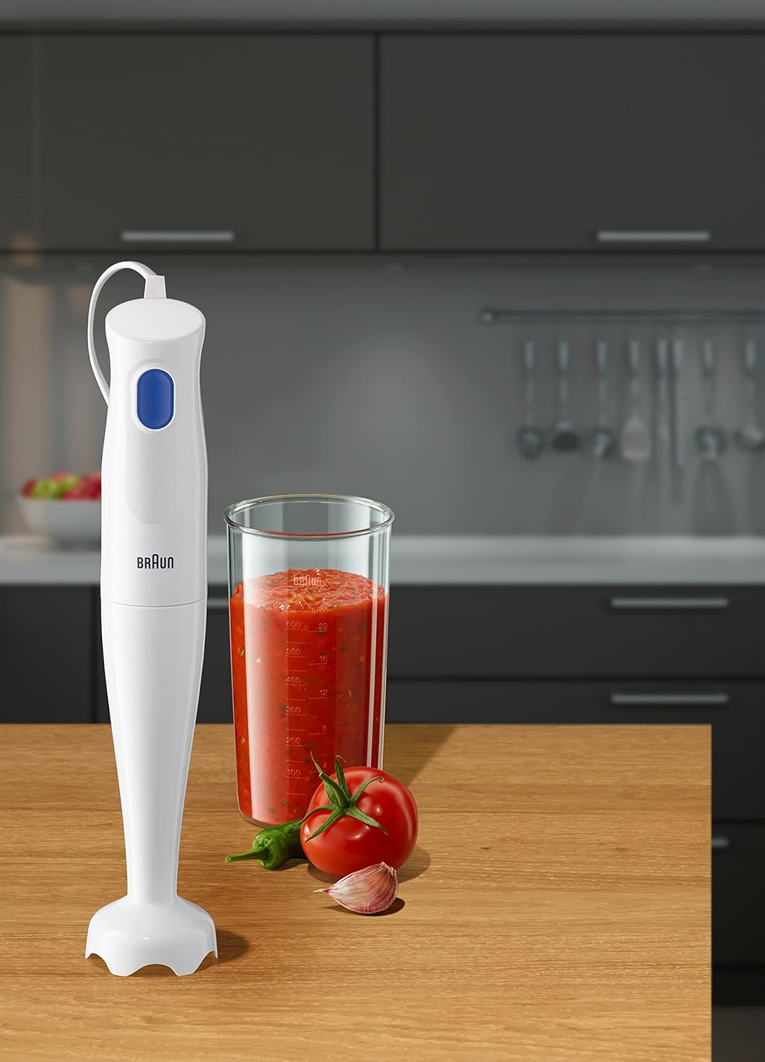 Braun MultiQuick 1 Hand Blender 450W with EasyTwist Technology, Lightweight, Stainless Steel, BPA-Free for Baby Food, Chutney, Puree, Lassi, Smoothie, Soup, Shake (MultiQuick 1 White