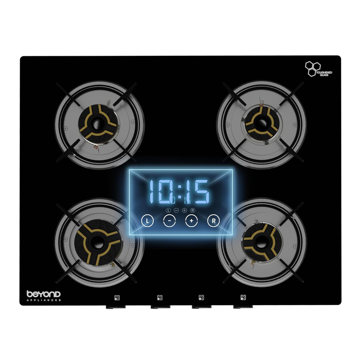 BEYOND Appliances Auriga 4 Burner Smart Glass Gas Stove | Auto Ignition | Digital Timer | Flame Failure Device | Toughened Glass (Copy)