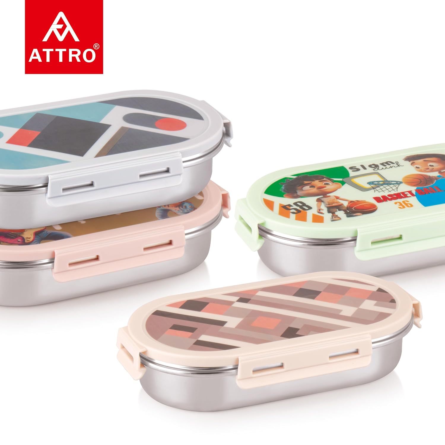 Pluto Stainless Steel Lunch Box with 1 Small Container Airtight Leak-Proof Food Grade - Grey 540ml+170ml