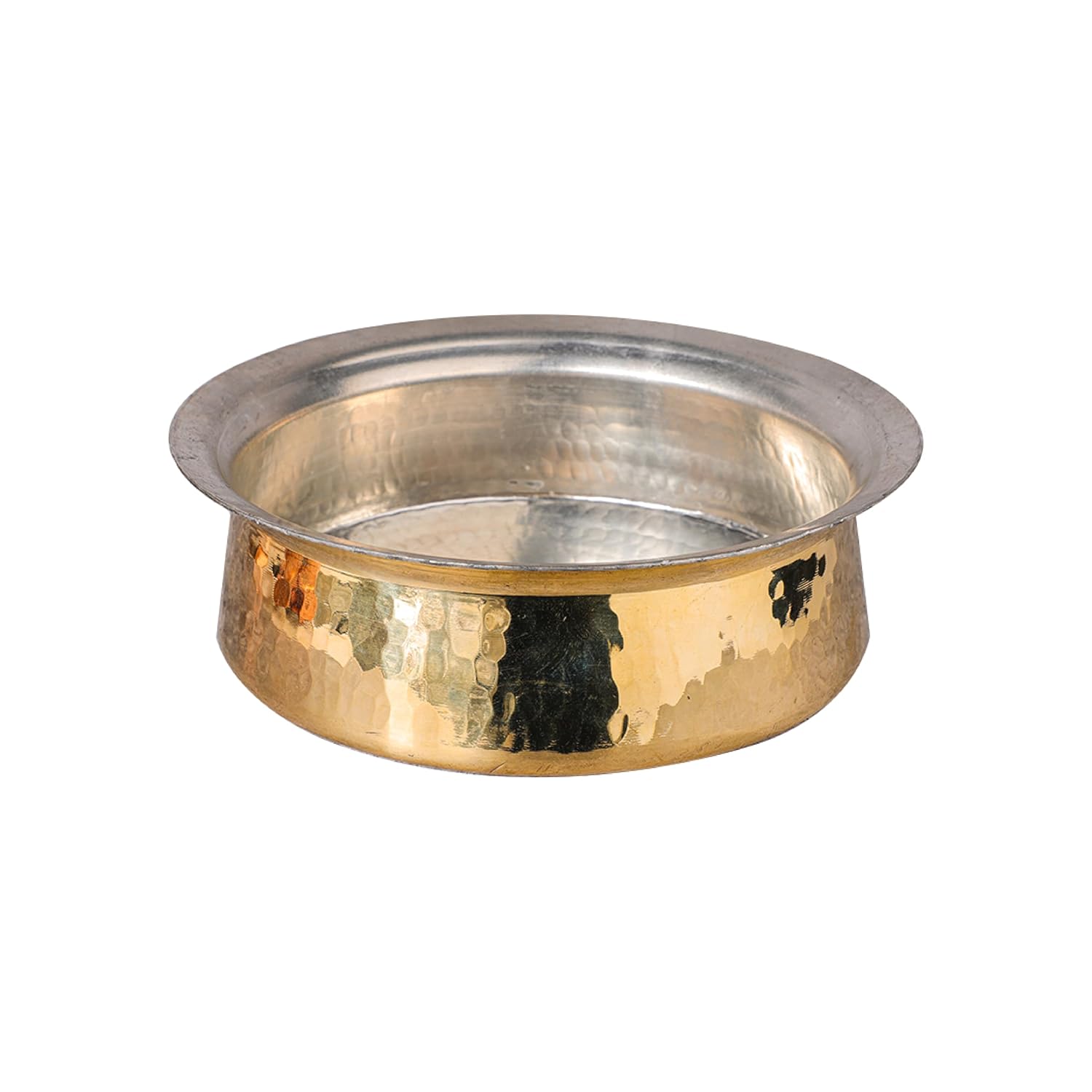 LIME 100% Pure Brass Hammered Brass Handi with kalai