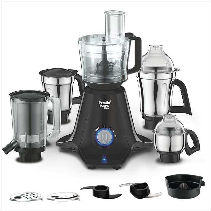 Preethi Zodiac Black Mixer Grinder 750 Watt, 5 Jars , 5 Yr Motor Warranty