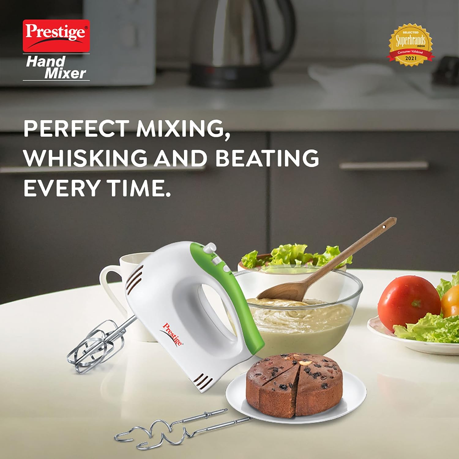 Roll over image to zoom in 2 VIDEOS Prestige PHM 1.0 300-Watt Hand Blender with One Touch Turbo Button (Green White)