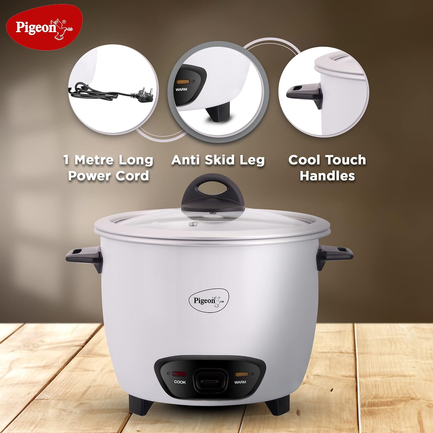 Pigeon Joy Rice Cooker with Single pot, 1 litres.