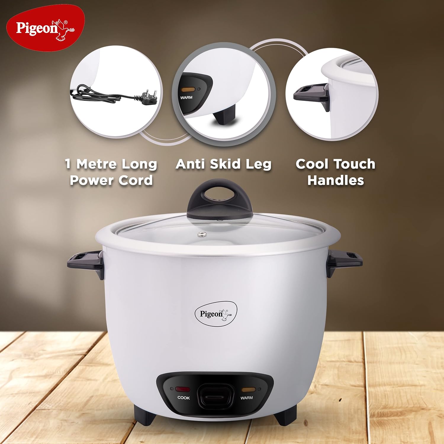 Pigeon Ruby Rice Cooker with Single pot, 1.8 litres.