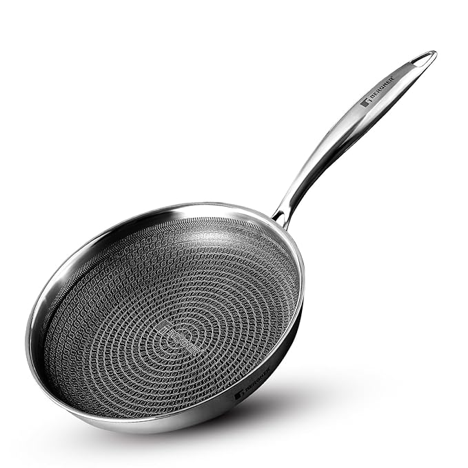 BERGNER Hitech Triply Stainless Steel Scratch Resistant Non Stick Frypan, Induction Base, Food Safe (PFOA Free)