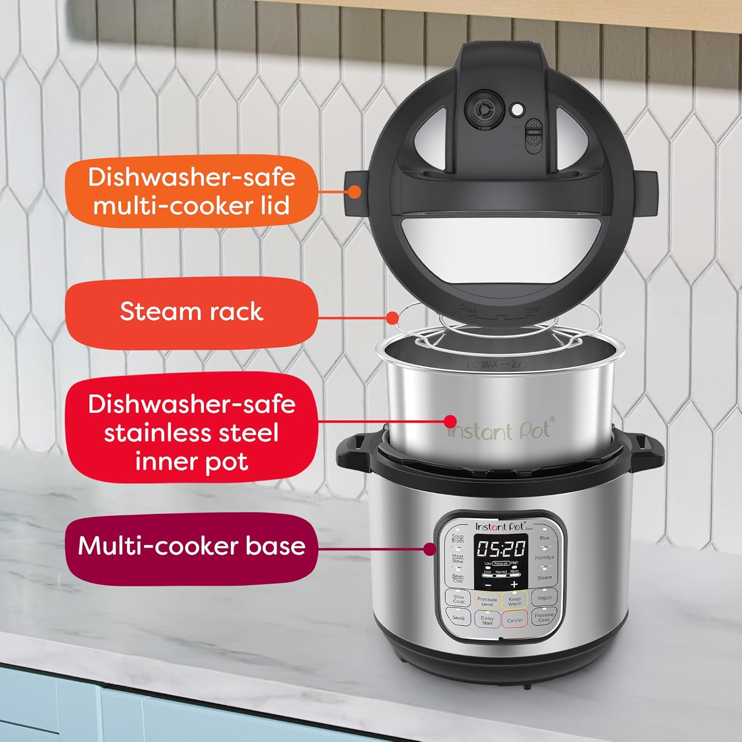 Instant Pot Duo 3QT (2.8L) And 6QT (5.7L) 7-in-1 Electric Pressure Cooker, Multi Pot, SS304 Stainless Steel Inner Pot, Slow Cook, Rice Cooker, Steamer, Sauté, Yogurt Maker & Keep Warm, 11 Customizable programs, 230V
