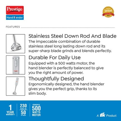 Prestige 300 W Hand Blender (Silver)