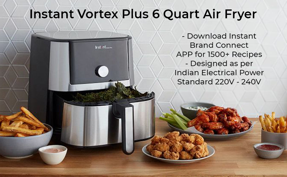 Instant Vortex Plus 6L Air Fryer, 6-in-1 with 360° EvenCrisp Technology, Touch Control Panel, Uses 95% Less Oil, Air Fry, Roast, Grill, Bake, Reheat & Dehydrate, 1500W, PFOA-Free & BPA-Free, 230V
