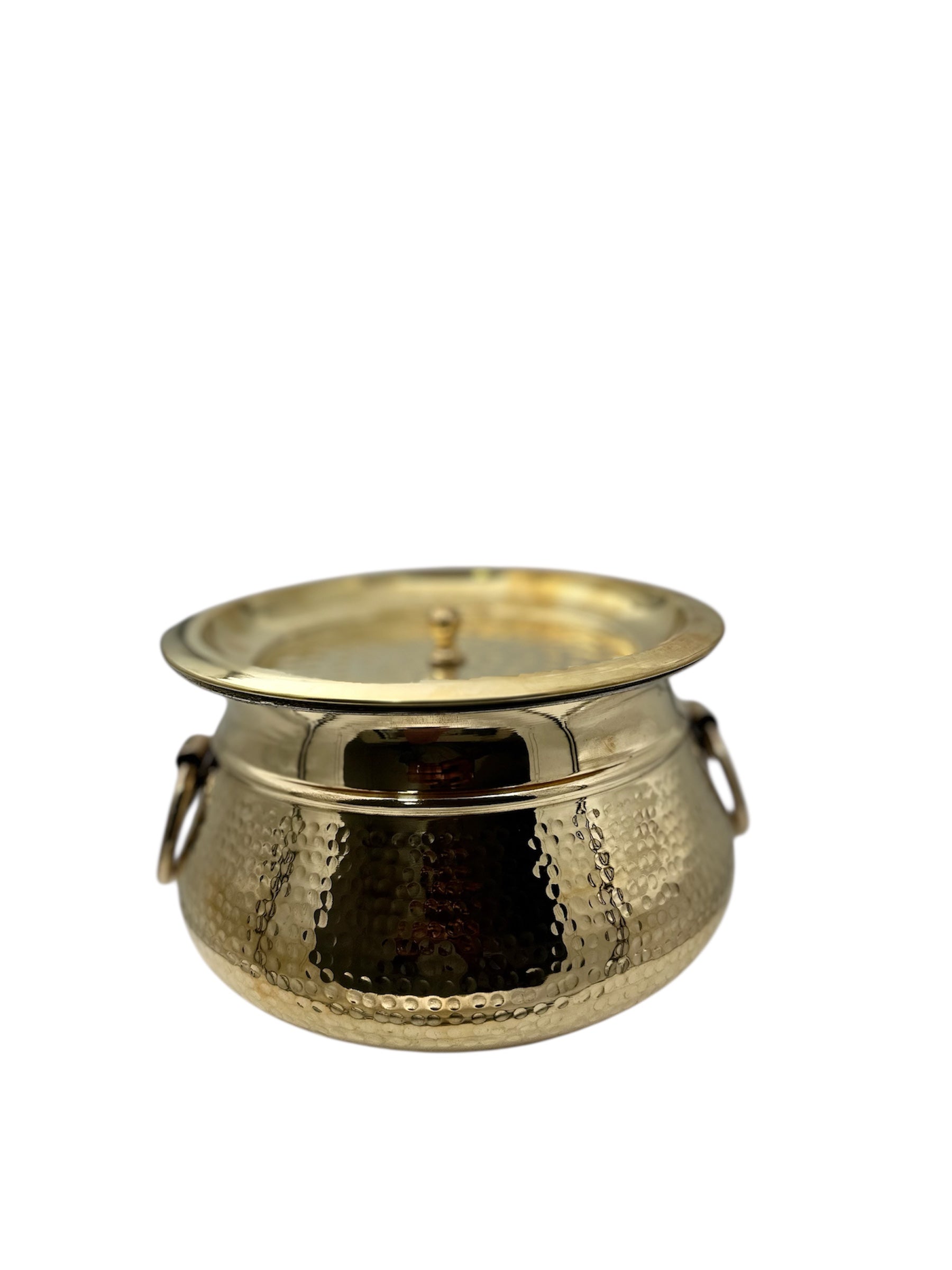 Brass Hammered Handi Vessel with Handles (Shakuntala/Mughlai/Deg) (Kalai i.e. Tin Coated )