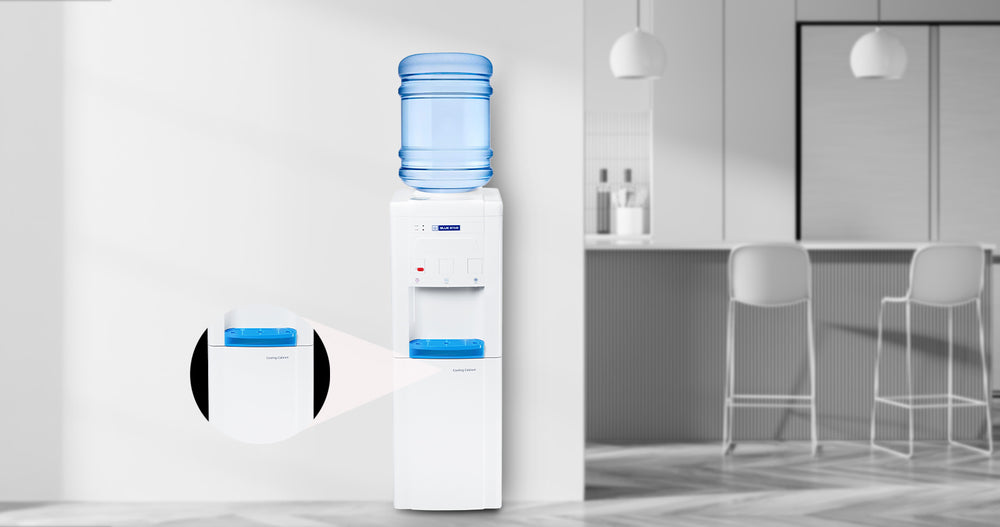 BLUESTAR Bottled Water Dispenser With Refrigerator-White /grey/maroon/black Floor Standing