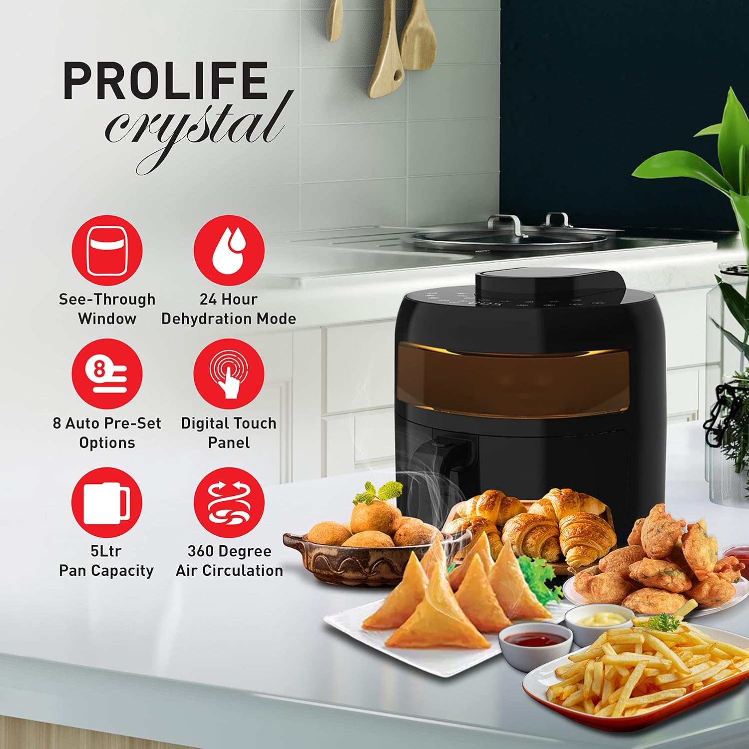 Havells Air Fryer Prolife Crystal | 1500W | 5L