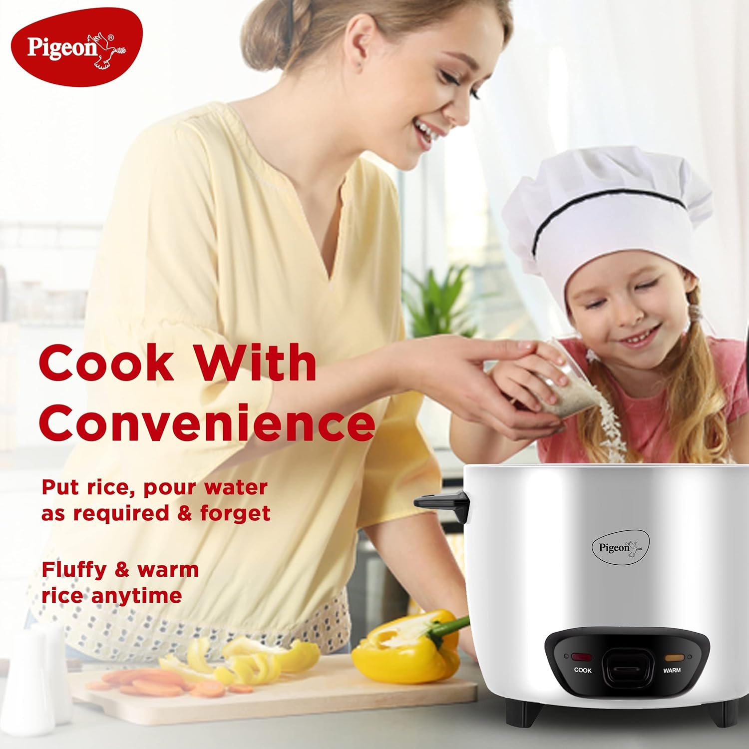 Pigeon Ruby Rice Cooker with Single pot, 1.8 litres.