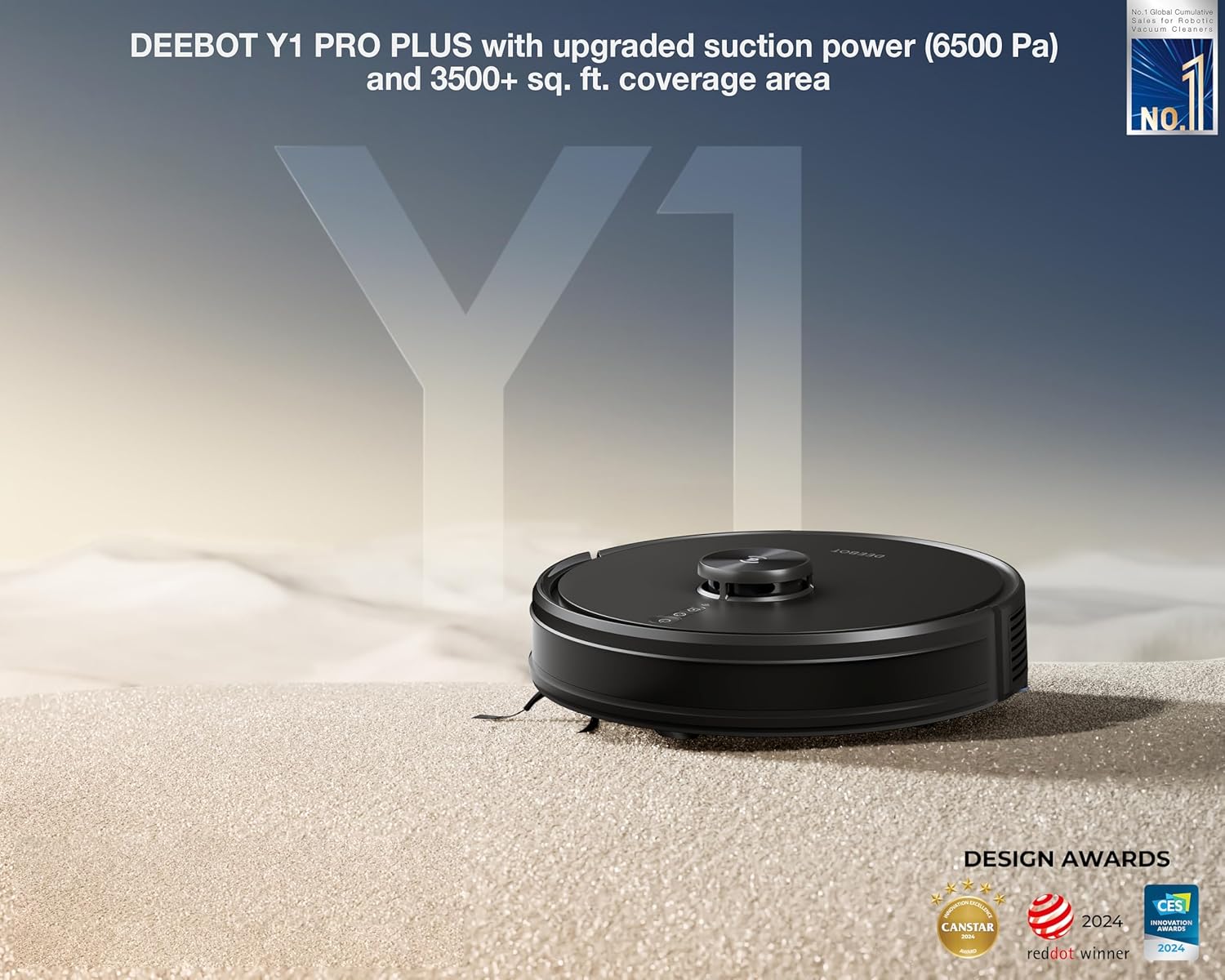 ECOVACS Deebot Y1 Pro Plus 2-in-1 Robot Vacuum Cleaner with Auto Empty Station, 6500 Pa Powerful Suction, 5200 Mah Battery, Covers 3500+ Sq in one charge. Ft, Advanced Navigation, 330 minutes Run-Time
