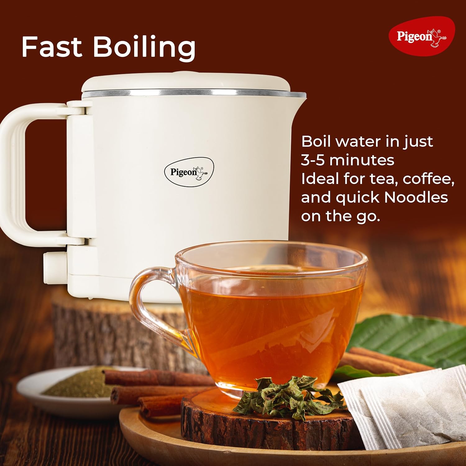 Pigeon Trip Multi-cook Electric Kettle,600 Watts,0.8 Litre, used for Boiling Water, making tea and coffee, instant noodles, soup etc Travel Kettle 