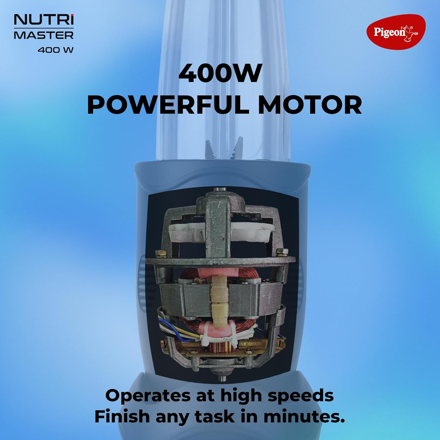Pigeon By Stovekraft Nutri Master | Mixer Grinder Juicer Blender Smoothie Maker All-in-1 Machine | 400 Watt | 2 Jars |1Year Warranty