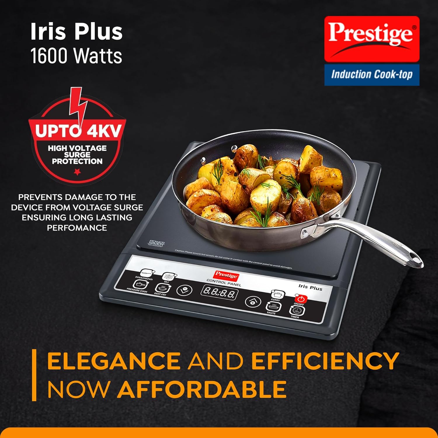 Prestige PIC 3.1 V3 2000 Watts Induction Cooktop | Black |Automatic Whistle Counter | Touch Panel | Indian Menu Options | Voltage Regulator | Automatic Keep Warm Function