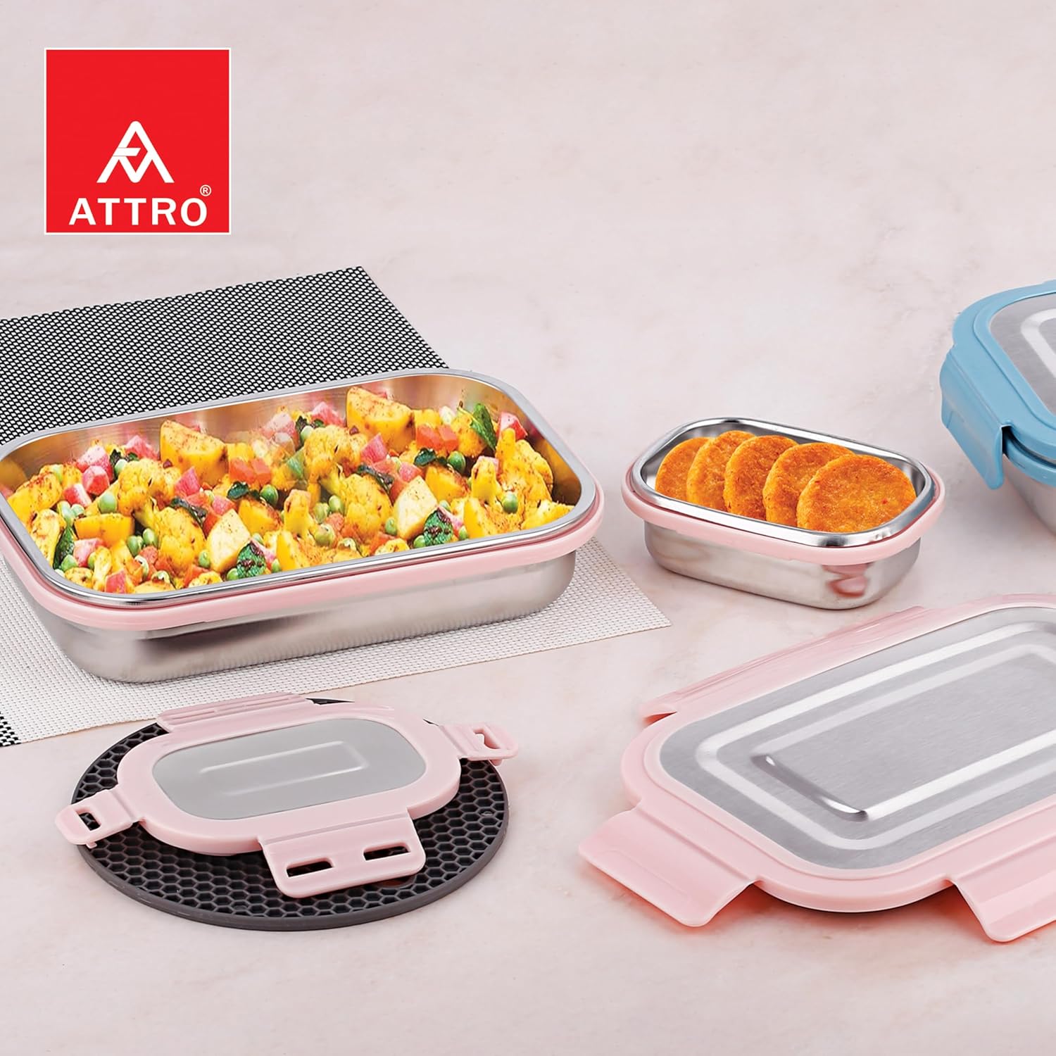 Lunchmate Stainless Steel Lunch Box with 1 Small Container Airtight Spill-Proof BPA Free Food Grade Ideal for Office, School, Picnic, 800ml+180ml