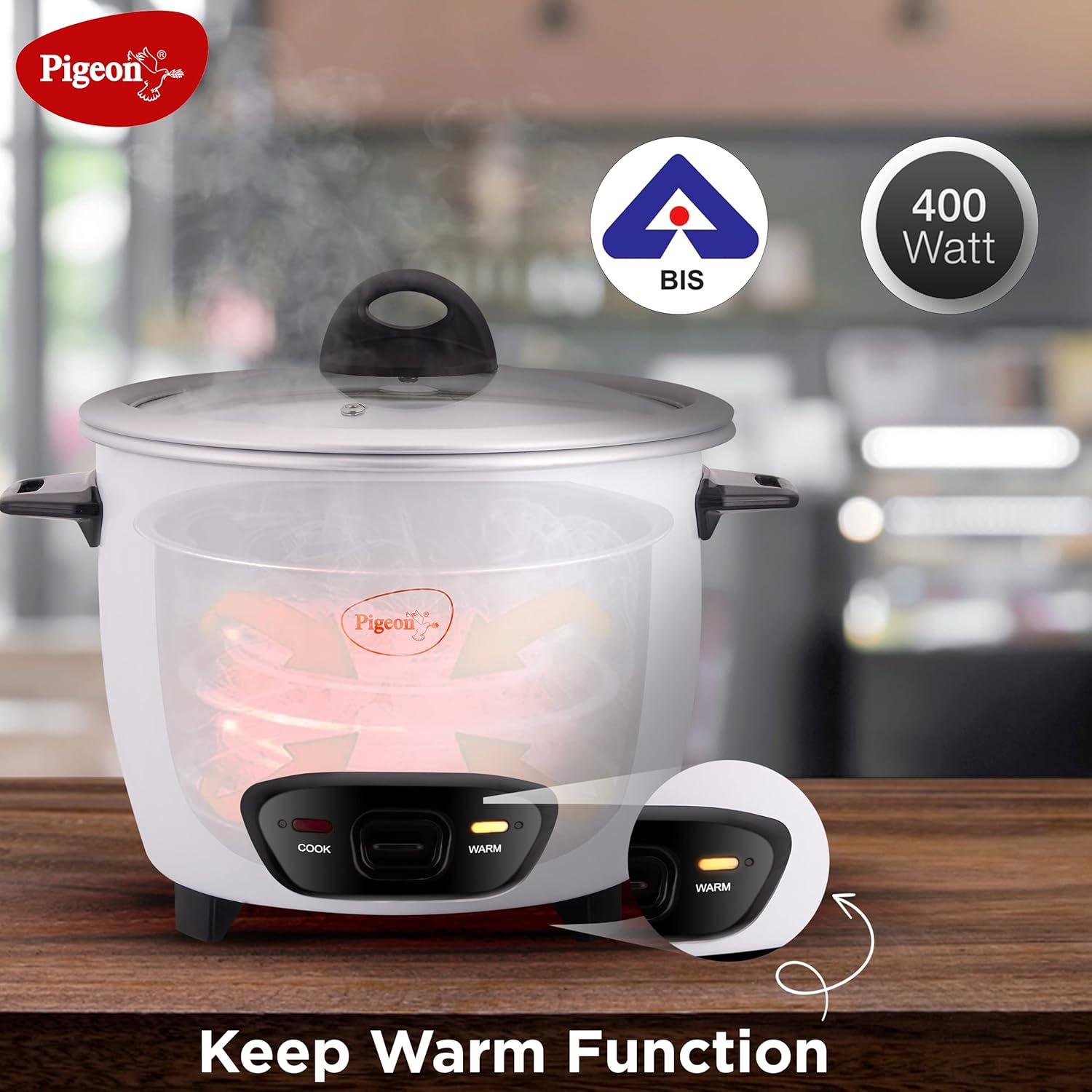 Pigeon Joy Rice Cooker with Single pot, 1 litres.