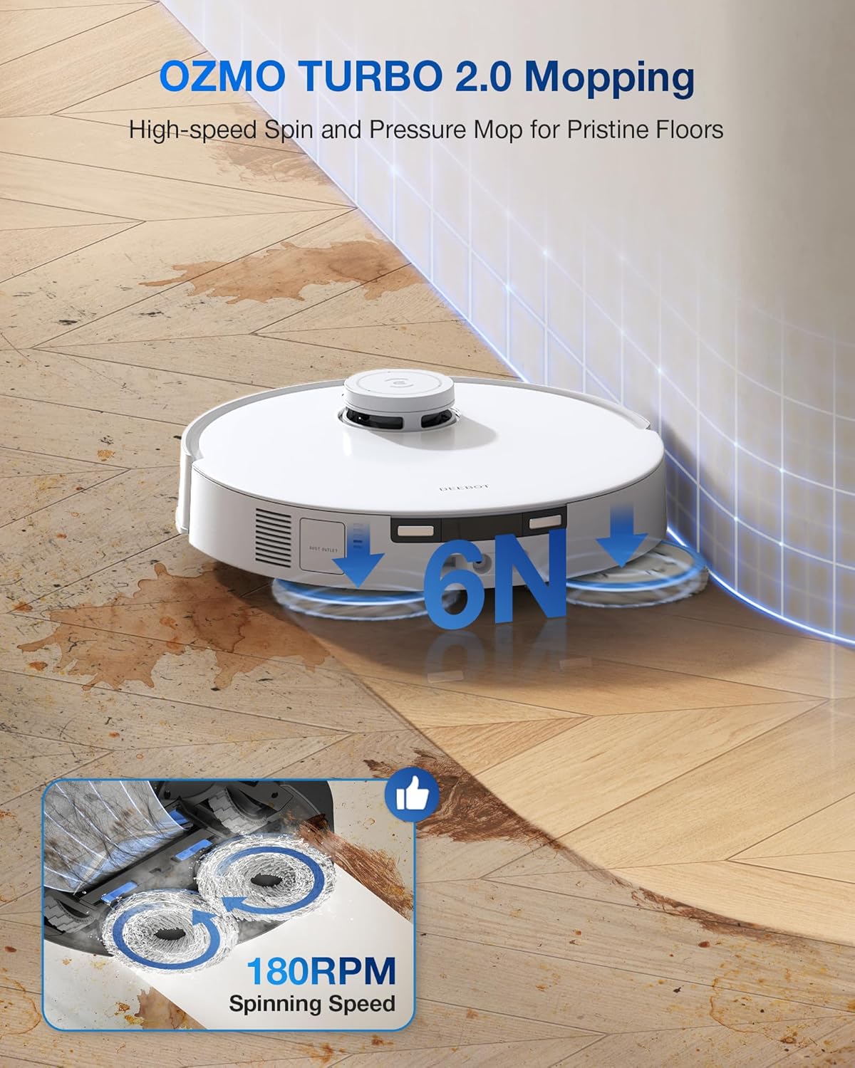 ECOVACS DEEBOT T30S PRO Omni White Robot Vacuum & Mop, 2024 New Launch, 11000 Pa, TruEdge Adaptive Edge Mopping, AI Instant Re-mop, Hot Water Mop Washing, Self-Emptying & Refilling, ZeroTangle