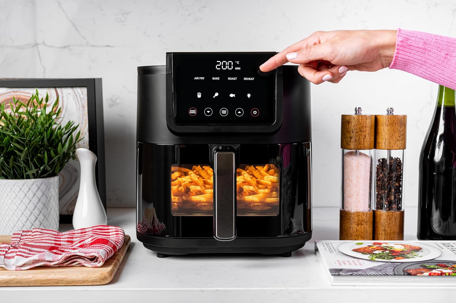 Nutricook 5L Air Fryer Slim with 100% Toxin-Free Ceramic Coating—No PTFE, PFAS, PFOA or Microplastics, Clear Window, Light & Large Basket | 1500W, 4 Presets, 2-Year Warranty