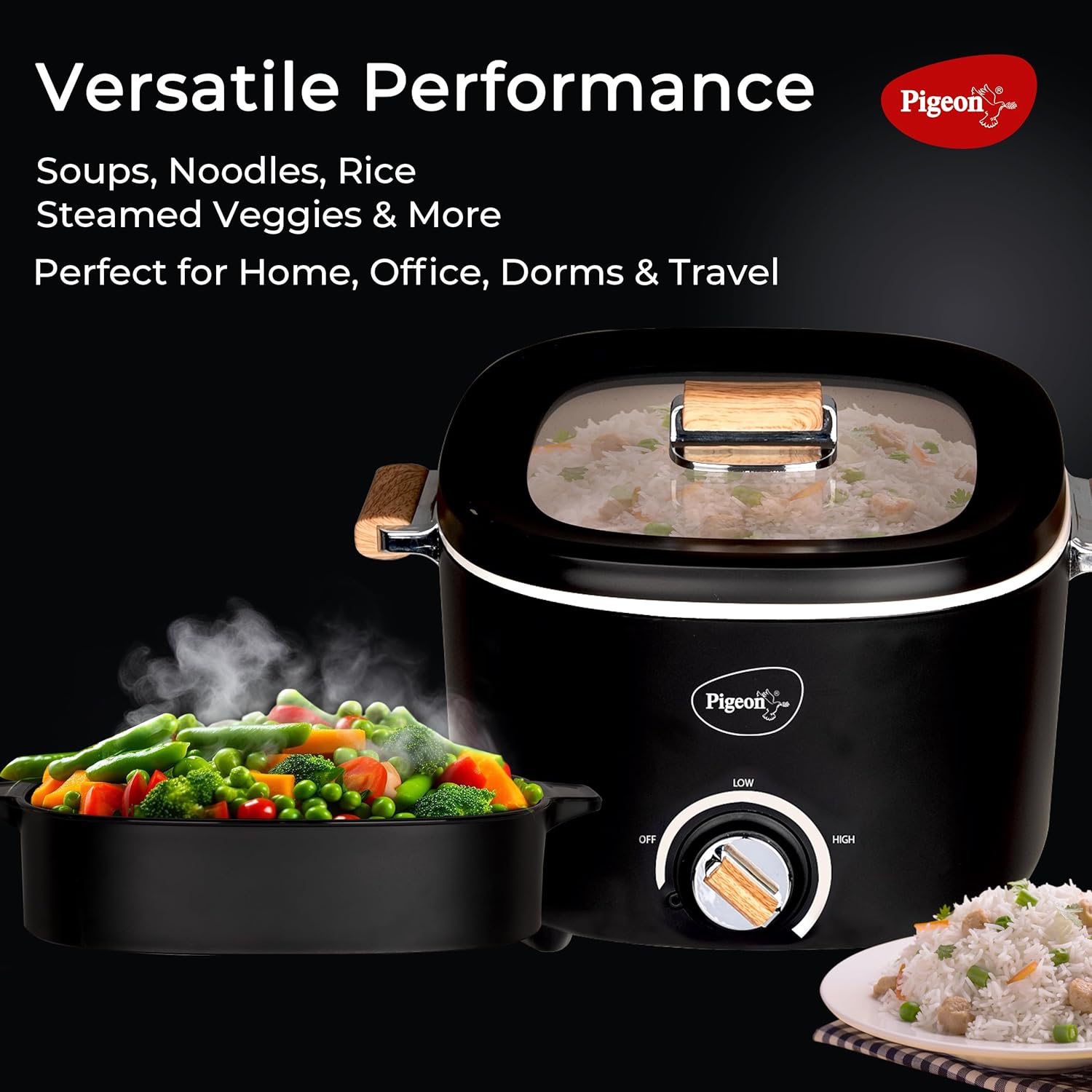 Pigeon Everyday Plus Multi-Cook Electric Kettle,1000 Watts,2.5 Litre, used for Boil, Brew, Cook & Serve All in One (Black)