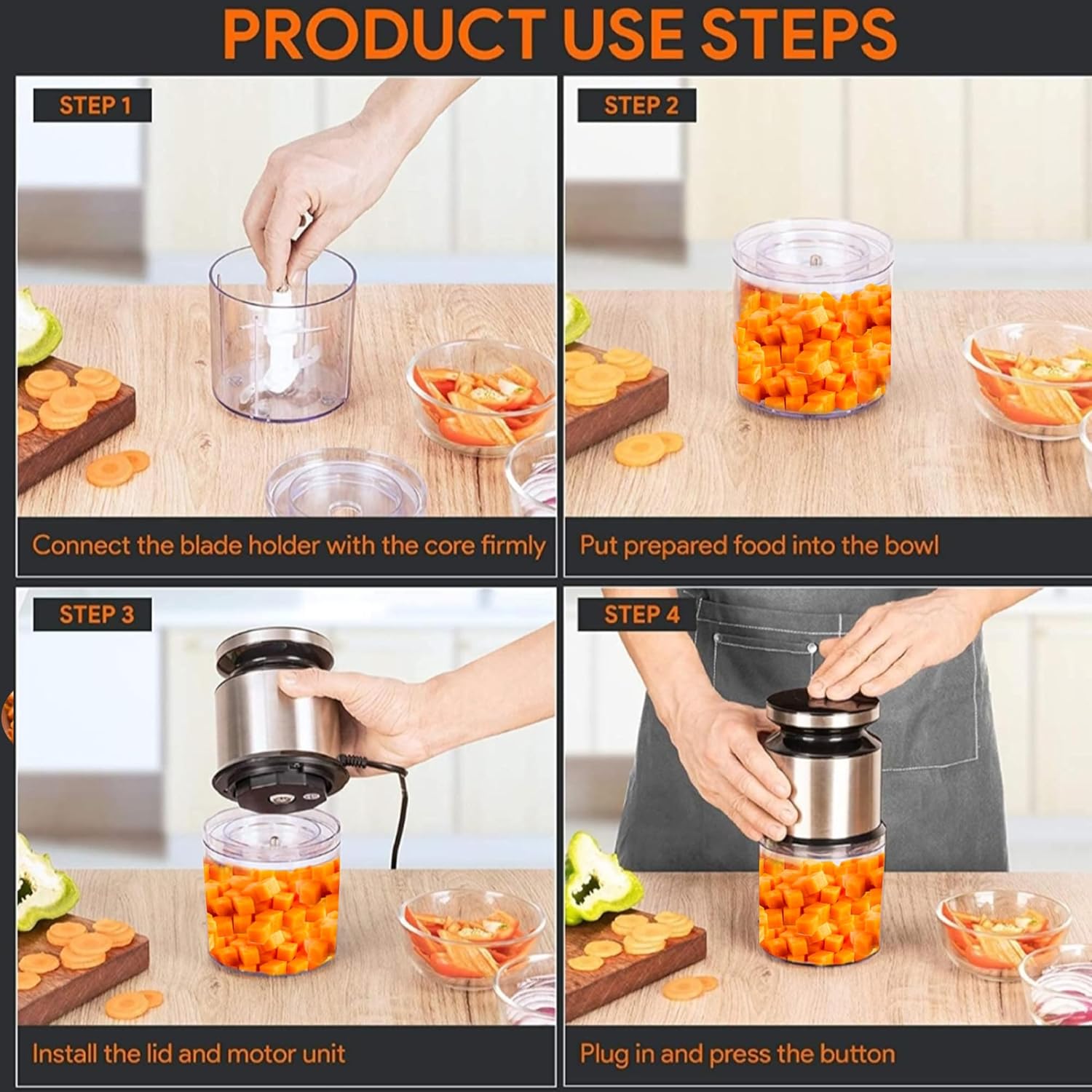Pigeon Ultra Fast Electric 300 Watts Electric Chopper For Kitchen, Twin Blade Technology, 600 Ml 'Chop-N-Store' Plastic Bowl With Lid, Vegetable Chopper, Cutter, Chop, Mince, Dice, Whisk, Blend