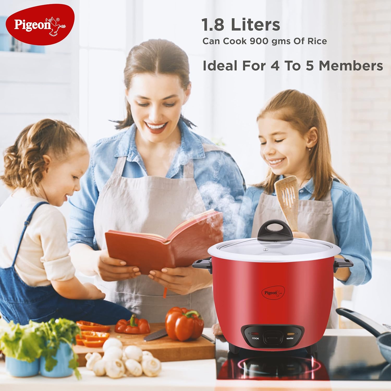 Pigeon Ruby Rice Cooker with Single pot, 1.8 litres.