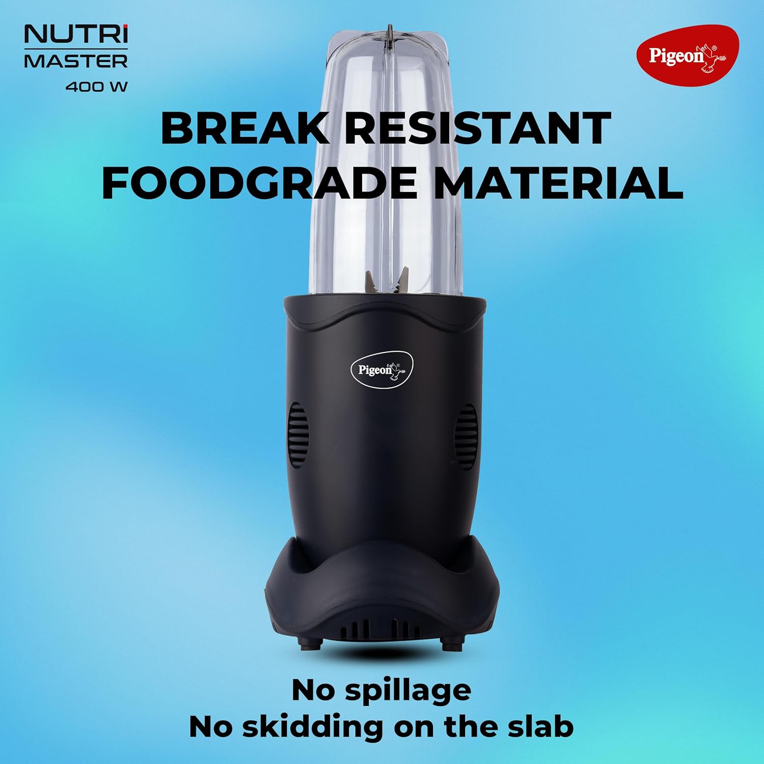Pigeon Nutri Master | Mixer Grinder Juicer Blender Smoothie Maker All-in-1 Machine | 400 Watt | 3 Jars |1Year Warranty,Blue, ABS, Blue