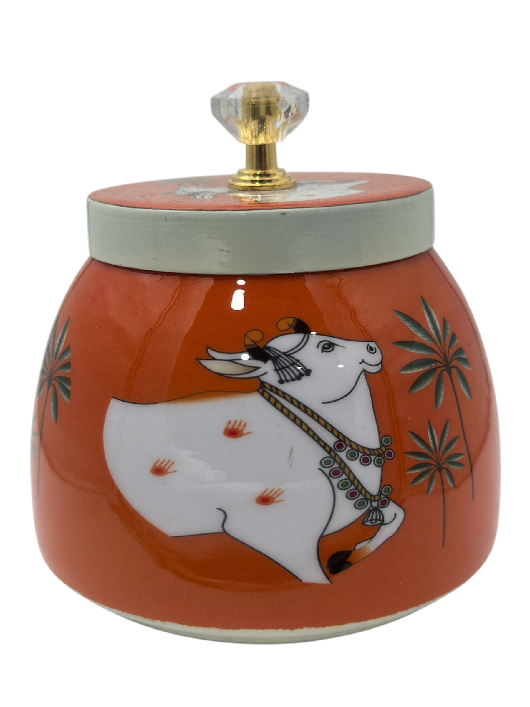 LIME 4" Round Shape Metal Gifting Storage Container Pichwai Jar Box (Random Color Design)