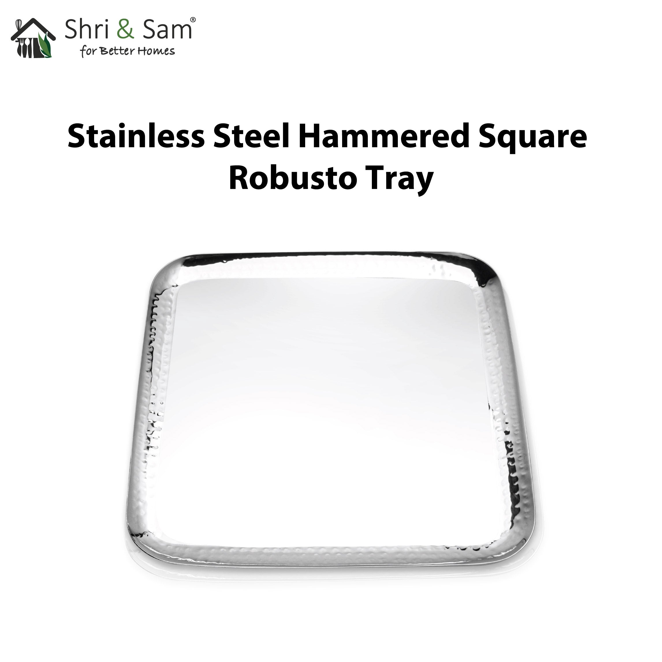 Stainless Steel Hammered Square Tray Robusto
