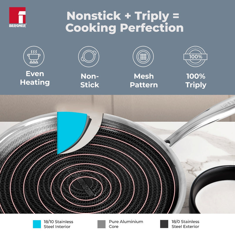 Bergner Hitech Tri-Ply Non-Stick Stainless Steel Dosa Tawa - Induction Bottom