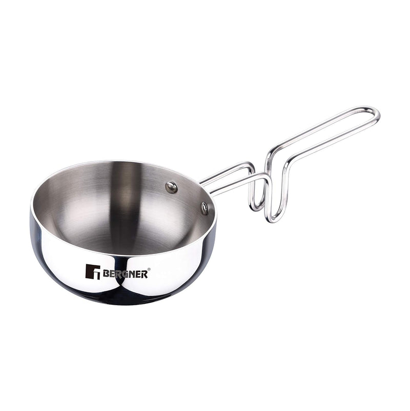 Bergner Argent Tri-Ply Stainless Steel 12cm (500 ml) Tadka Pan - Induction Bottom