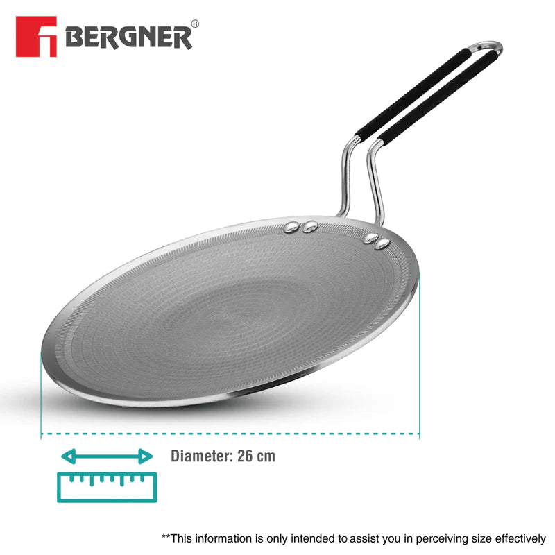 Bergner Hitech Tri-Ply Stainless Steel Non-Stick Roti Tawa - Induction Bottom