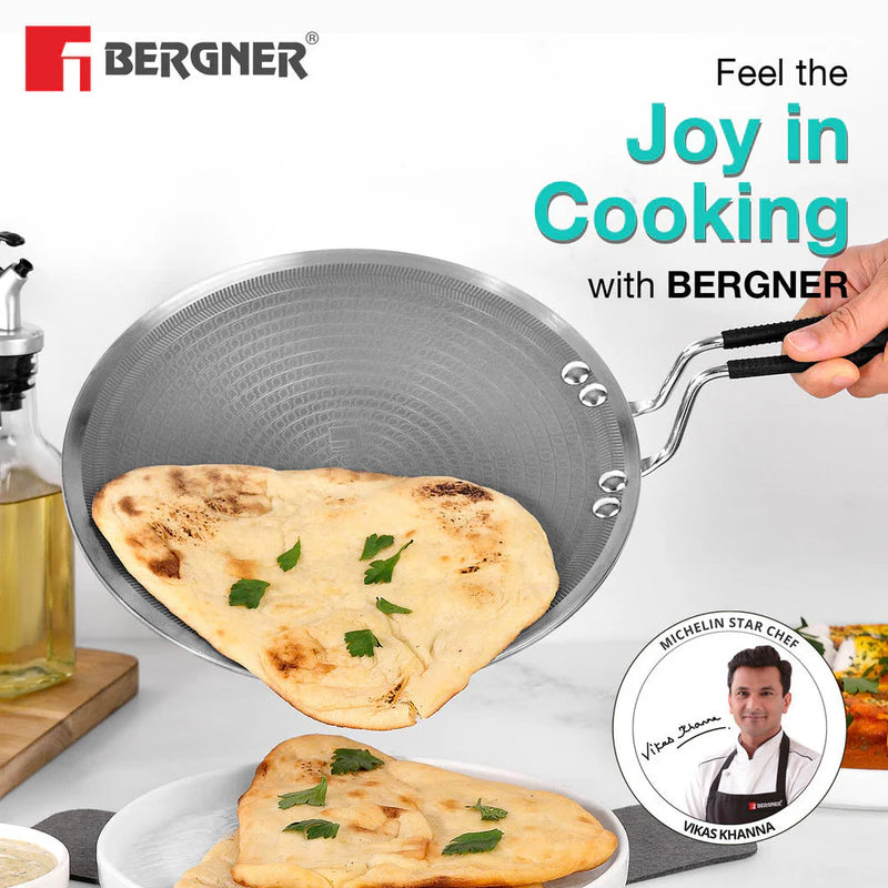 Bergner Hitech Tri-Ply Stainless Steel Non-Stick Roti Tawa - Induction Bottom